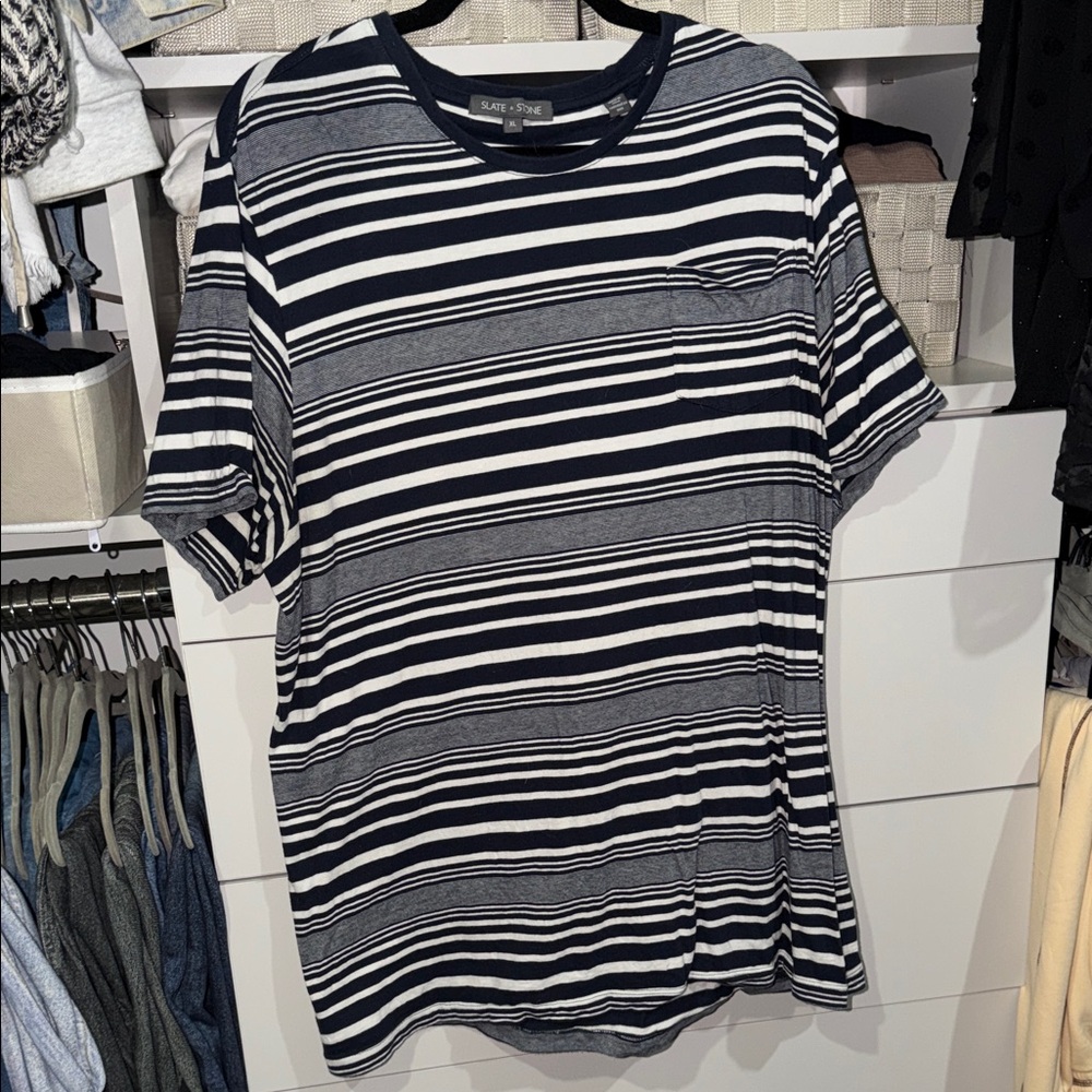 Slate & Stone Navy and White Striped Tee